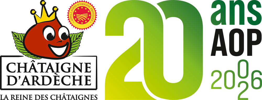 L CHATAIGNE ARDECHE 2026 LOGO 20 ANS AOP RVB