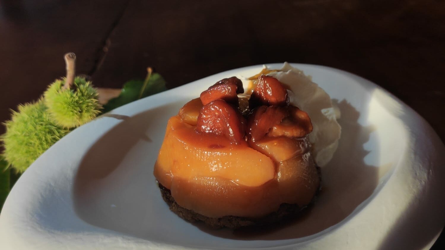 tatin de pommes et chataignes caramelisées arbre à pain